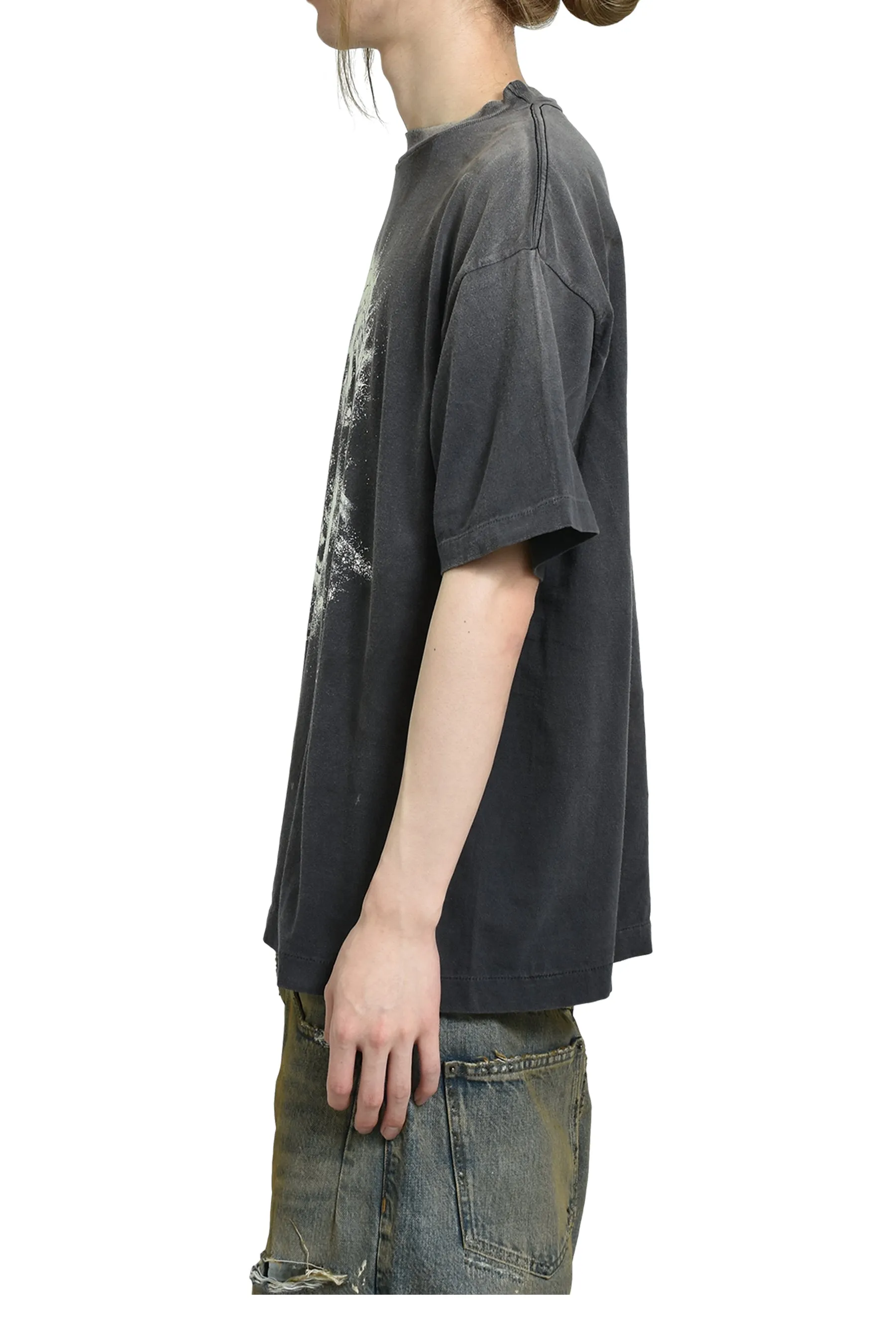 SAINT Mxxxxxx SS TEE/JESUS/BLK Luminous thorn Jesus, washed black S-XL, ready-to-wear vulcanized parts dyeing, heavy washing water spray fading, simulating natural fading texture, creating new vintage effect on the ceiling, environmentally friendly luminous paste imported from Japan, significant luminous effect, tube-woven OE yarn fabric, correct accessories, top purchasing agent level